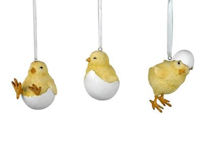 Haenger Kueken 8cm zum Anhaengen handbemalt Dekoration zu Ostern- 1 Stueck von 3