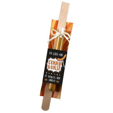 Grillzange aus Holz mit Currywurst Spruch, Naturfarben, uechenzubehoer fuer Grill und