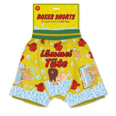 Lustige Boxer-Shorts Luemmel-Tuete, Einheitsgroesse, Gelb mit Bademotiv,