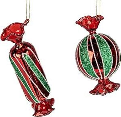 2 Stueck Deko Weihnachtsbaum Schmuck Glas Bonbon 12cm und 15cm