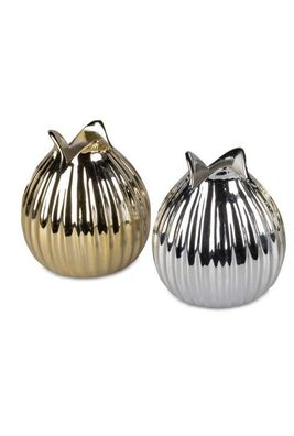 Formano Blumenvase Dekovase Vase aus Keramik 11cm hoch in goldfarben oder silberfarbe