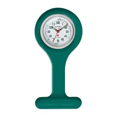 Adora > Schwesternuhr analog Ø 34mm Silikon Quarz grün > Metallgehäuse