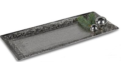 Teller eckig 20x40cm Ranke antik-silber aus Aluminium