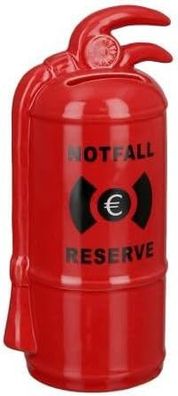 1 Spardose Sparschwein Feuerloescher rot; Keramik