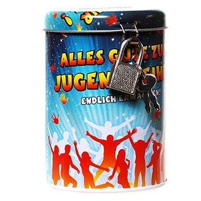 1 Spardose Jugendweihe Metall Dose rund