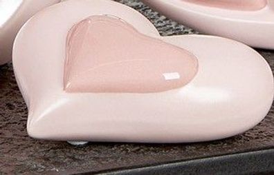 Keramik Dekoobjekt in Herzform, Rosa, Oval, 13x11,5x4,5cm cm, fuer Valentinstag?