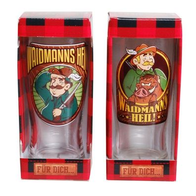 Glas, Bierglas Waidmanns Heil fuer Jaeger 1 Motiv sortiert