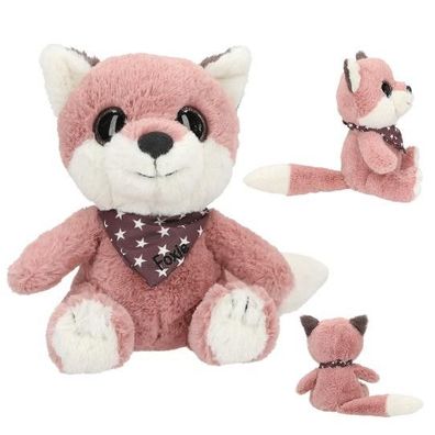 Depesche 13430 Snukis - Kuscheltier Fuchs in Rosa-Weiss, mit Spitzen Ohren, ca. 18 cm