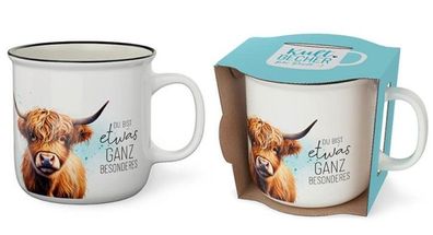 Tasse Becher Keramik weiss, 250 ml, Tasse mit Spruch Rind, 1 Stueck - Du bist etwas