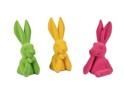 Set Osterhasen Hasenbueste Dekoration Set, 16 cm, Gruen Gelb Pink, 3 Stueck im Set -
