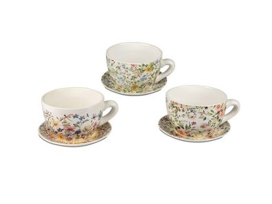 1 von 3 Stueck Fruehlingsdeko Pflanztasse Pflanztopf 19 cm mit Blumendekor