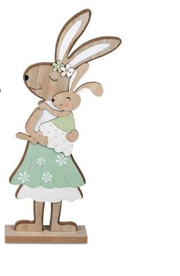 Hase m. Kind 30 Holz handbemalt