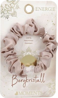 Depesche Moments Premium Scrunchie mit Bergkristall Herz, perlmutweiss, Natuerlicher