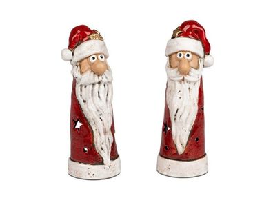 Windlicht 20cm aus Steinzeug matt + glaenzend kombiniert, handgefertigt fuer Winter u