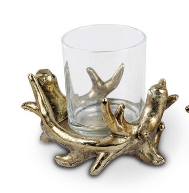 Dekoratives Windlicht 13cm vintage gold