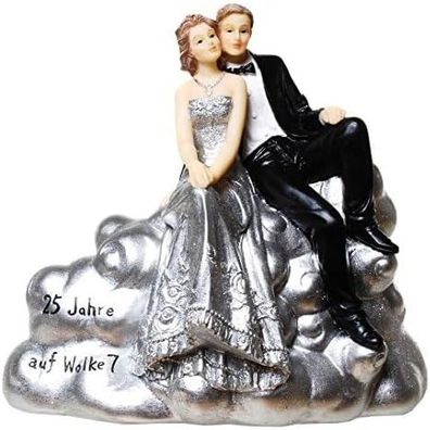 wunderschoene Spardose, parbuechse Silber-Hochzeitspaar auf Wolke 7