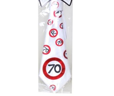 Spass Krawatte zum 70. Geburtstag weiss/rot