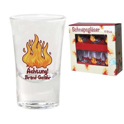 Schnapsglaeser Glaeser fuer den Feuerwehrmann - Geschenke Feuerwehr, 1Set mit 6 Gla