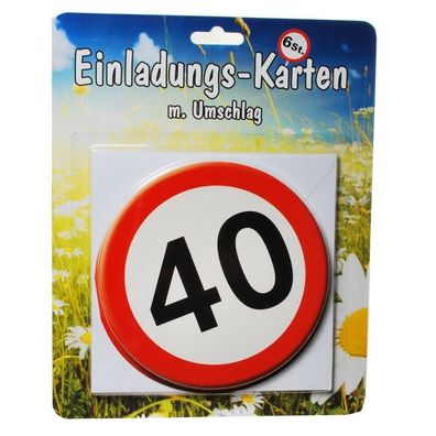 1 Set Einladungskarten mit Umschlag zum 40. Geburtstag
