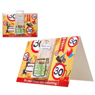 Deko Mausefalle auf Karte 30 zum 30. Geburtstag