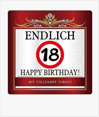 Aufkleber mit Text Endlich 18