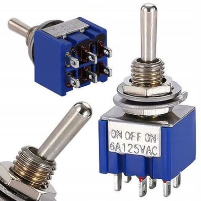 Rosfix Kippschalter MTS-203 – ON-OFF-ON 6A 125V | 6 Pins, 3 Positionen