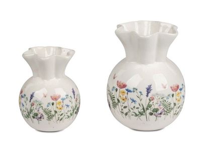 Set Vase 11cm und 14cm Dekoration Blumenvase Blumenwiese fuer den Fruehling