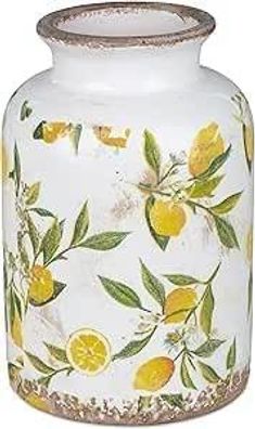 formano Deko Vase Vintage Lemon | Blumenvase mit Zitronen im Old Look | 21x10 cm