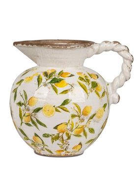 Krug Vase Blumenvase in Vintage-Optik 21x19cm aus Keramik mit Zitronen