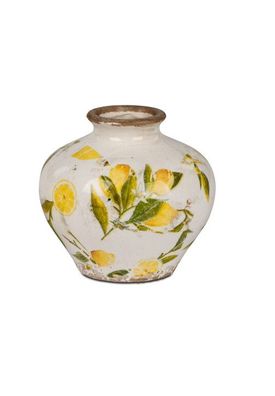 Vase in Vintage-Optik 13x13cmaus Keramik mit Zitronen-Dekor
