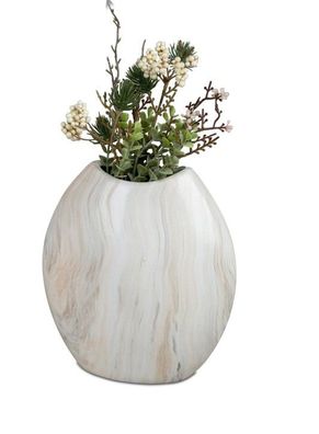 Formano 1 Stueck Vase Dekovase 20 cm Marmor Blumenvase oval