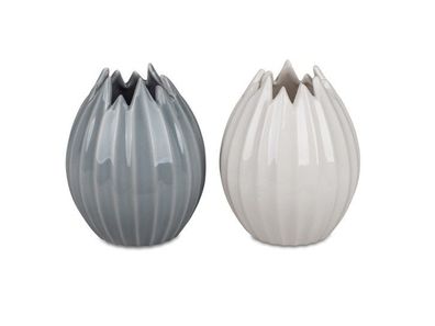 Dekorative Blumenvase Dekovase Vase 17cm in Vanilla oder Grau
