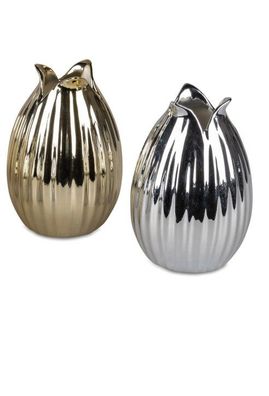 Blumenvase Festival Dekovase Vase aus Keramik 13cm hoch in goldfarben oder silberfarb