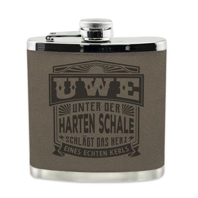 Echter Kerl Flachmann Uwe Schnaps-Flasche, Tolle Geschenk-Idee