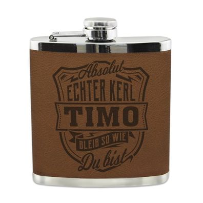 Echter Kerl Flachmann Timo Schnaps-Flasche, Tolle Geschenk-Idee