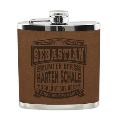 Echter Kerl Flachmann Sebastian Schnaps-Flasche, Tolle Geschenk-Idee