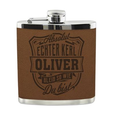 Echter Kerl Flachmann Oliver Schnaps-Flasche, Tolle Geschenk-Idee
