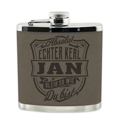 Echter Kerl Flachmann Jan Schnaps-Flasche, Tolle Geschenk-Idee