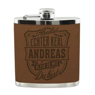 Echter Kerl Flachmann Andreas Schnaps-Flasche, Tolle Geschenk-Idee