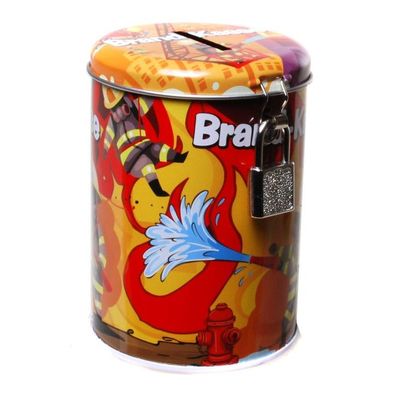 Spardose Feuerwehr Motiv - Brand Kasse- aus Metall