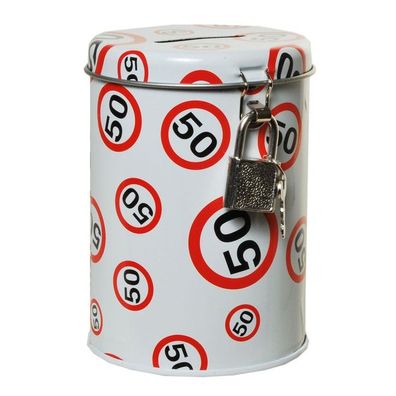 Spardose Jahreszahl mit Schloss zum 50. Geburtstag