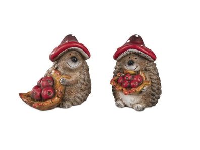 1 von 2 Igel mit Pilzhut handbemalt Deko fuer den Herbst