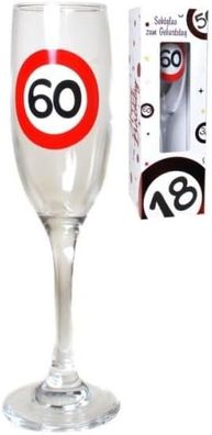 Sektglas mit Aufschrift 60 zum 60. Geburtstag â?¬Â¦