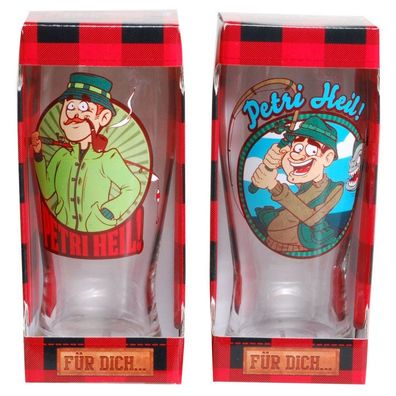 Glas, Bierglas - Petri Heil - fuer Angler 1Motiv sortiert