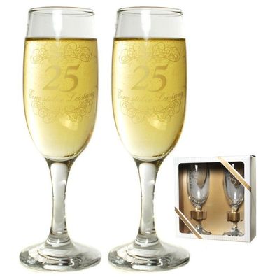 Sektglas-Set 25 zum Geburtstag oder zur Silberhochzeit Artikel 67476
