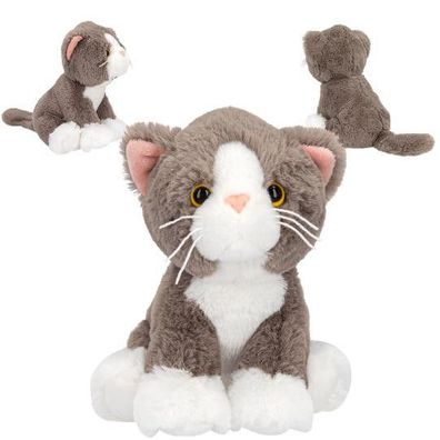 TOPModel Pluesch Katze Ruby, FUR EVER Friends, Grau-Weisse Kuscheltier Katze, 16 cm,