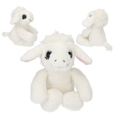 SNUKIS Pluesch Lamm 25 cm weisses Pluesch-Schaf mit Schlappohren
