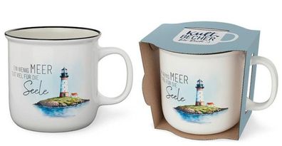 Tasse Becher Keramik weiss, 250 ml, Tasse mit Spruch Leuchtturm, 1 Stueck - Ein wenig