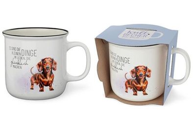 Tasse Becher Keramik weiss, 250 ml, Tasse mit Spruch Dackel, 1 Stueck - Es sind die k