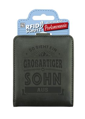 Echter Kerl Maenner Portemonnaie Geldboerse Herren- Sohn-Grau